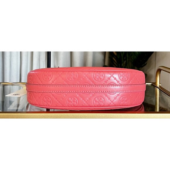 NEW!!!  AUTHENTIC TORY BURCH CORAL CRUSH MONOGRAM CRESENT HANDBAG - Picture 9 of 13